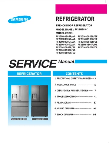SAMSUNG RF23M8070SG RF23M8070SRAA Service Manual