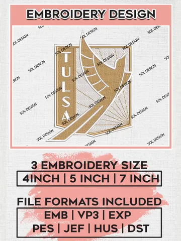 USLC FC Tulsa Logo Embroidery Designs, USLC FC Tulsa Embroidery Design, USLC Embroidery Design Files, USLC Logo, 3 sizes, Machine embroidery Files, Digital Download $6.99