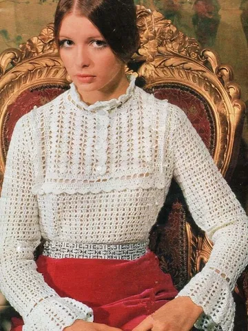Blouse crochet pattern, Victorian blouse Crochet pattern ,lacy sweater crochet pattern, ruffles sweater crochet $6.68