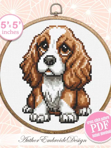 Spaniel dog cross stitch pattern PDF download Small pet cross stitch chart for beginners, Cute dog pattern digital PDF, Dog lover gift #K65 $3.95