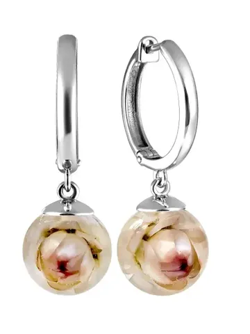 Earrings jewelry Silver rhodium plated 925 assay value with real helichrysum $115.00