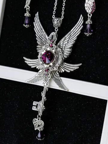 Angel Wings Jewelry Set with Swarovski Crystals — Vintage Gothic Elegance