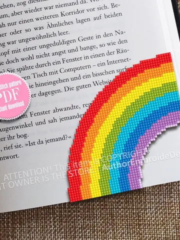 Rainbow Corner bookmark cross stitch pattern download PDF Rainbow cross stitch chart Handmade bookmark digital pattern PDF, LGBTQ gift #B301 $4.10