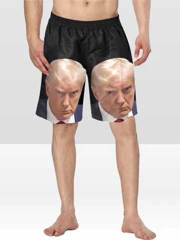 Trump Mugshot Swim Trunks $60.00