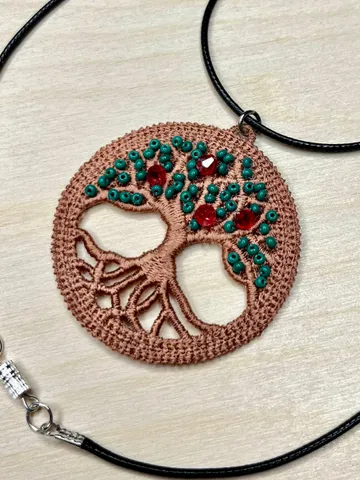 Machine embroidery design for art therapy pendant “Tree is my amulet” $9.24