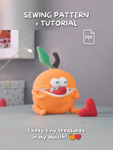 PDF Plush Toy Pattern – Fleece Orange Softie with Pocket Mouth $11.00