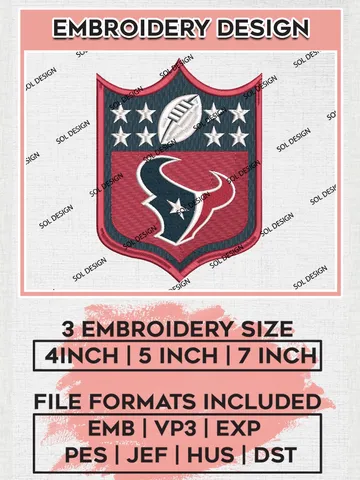 Houston Texans Embroidery Designs, NFL Texans, NFL Embroidery Designs, NFL Houston Texans Machine Embroidery Design, Digital Download $6.99