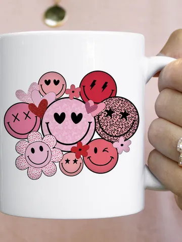 Valentines Smiley Faces PNG Sublimation Design | Valentines Day Love Smile Cowboy Hearts Roses Digital Download Tshirt Design $3.62