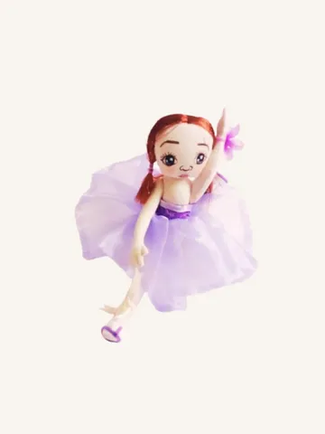 Handmade Textile Ballerina Doll – Purple Chiffon Dress, Moveable Arms & Legs-10.2 in $50.00