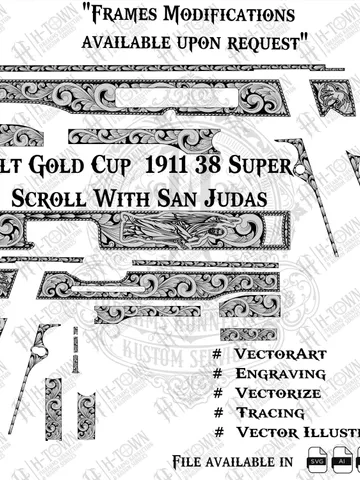 Colt Gold Cup 1911 .38 super Scroll With San Judas
