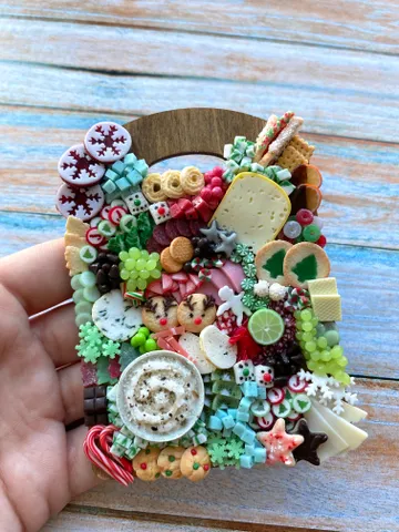 Magnet Miniature Christmas Charcuterie Board with Polymer clay Souvenir $43.00