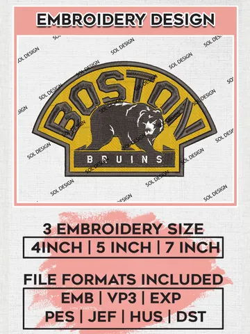 Boston Bruins NHL Team Mascot Logo Embroidery Design, NHL Boston Bruins Logo Embroidery Files, Hockey Team Machine Embroidery, Machine Embroidery Design $6.99
