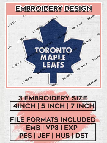 Toronto Maple Leafs Hockey Team Leaf Logo Embroidery Design, NHL Toronto Maple Leafs Logo Embroidery Files, Hockey Team Machine Embroidery, Machine Embroidery Design $6.99