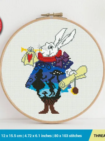 Rabbit Alice in Wonderland Silhouette Cross stitch pattern | Embroidery Pattern | Instant Download | Embroidery Designs $6.80