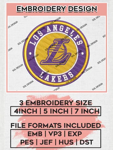 Los Angeles Lakers NBA Basketball Team Logo Embroidery Design, NBA Los Angeles Lakers Logo Embroidery Files, Basketball Team Machine Embroidery, Machine Embroidery Design