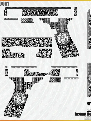 Glock 19 Gen 5 Versace Scroll Theme Design.. glock svg file, laser svg file, fiber laser, ezcad, lasermarking,svg Versace,gunengraving, digitalartwork $70.00