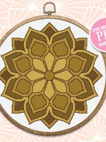 Boho mandala cross stitch pattern download PDF, Modern mandala ornament cross stitch, Easy beginner stitch, Floral ornament digital PDF #M11 $4.00