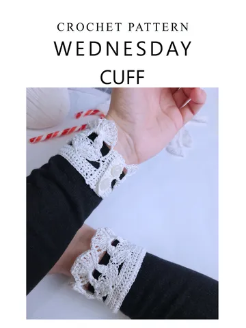 Free Wednesday Cuffs crochet pattern - video tutorial and written tutorial cosplays collar $0.00
