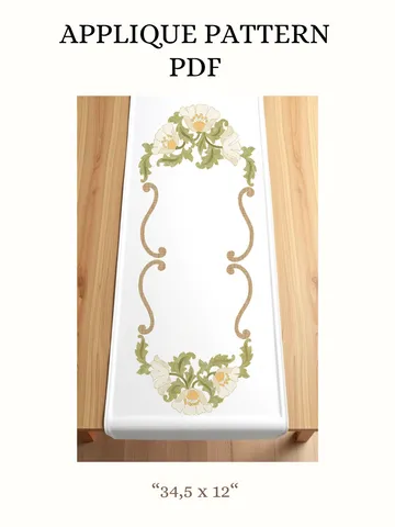 Pattern Applique for creating a quilted table runner "Blooming Symphony" in the format PDF $12.00