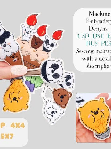 ITH Birthday Cake Topper Embroidery Design Set, Felt Dessert Decoration Felties Pattern, 4x4 Hoop DIY File $10.00