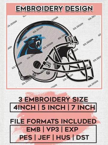 NFL Carolina Panthers Helmet Embroidery Designs, NFL Panthers, NFL Embroidery Designs, NFL Carolina Panthers Machine Embroidery Design, Digital Download $6.99