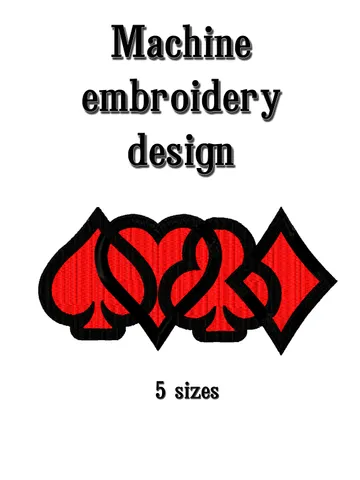 Card suits machine embroidery design. Suit playing cards embroidery. Downloadable embroidery file. Instant download. $2.75