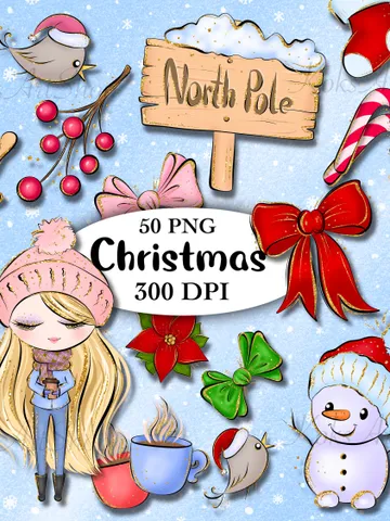 Christmas PNG, Christmas Clipart, Christmas, Xmas clipart, Christmas stickers, Christmas illustration,Christmas print $8.00