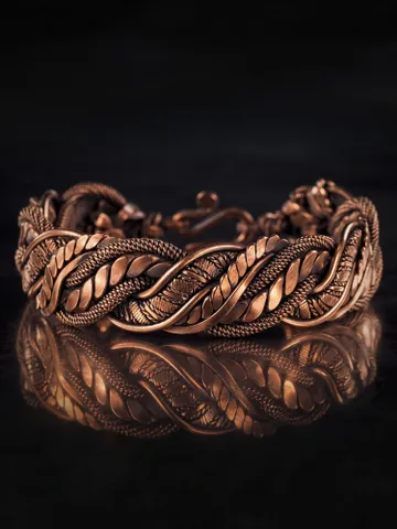 Copper wire wrapped bracelet for woman 7th Anniversary gift Small size bracelet $85.00