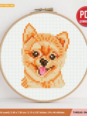 Mini Pomeranian spitz dog Cross stitch patterns, animal, Abstract, pet, beginner counted, modern, gift DIY, embroidery, instant Digital PDF $4.29
