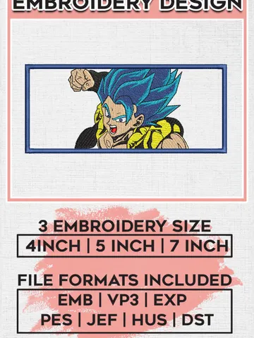 Gogeta Embroidery Files / Dragon Ball Embroidery Designs / Anime Movie Design / Digital Download EMB_ANIME_64 $6.99