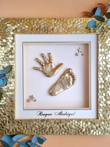 Casts of babies’ hands and feet.