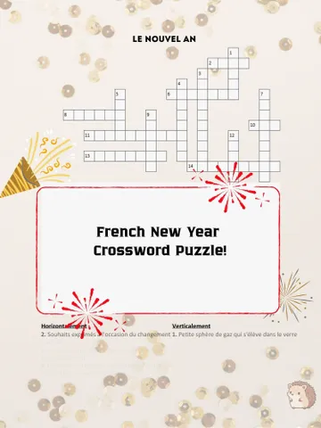 Crossword Puzzle Printable New Year in French