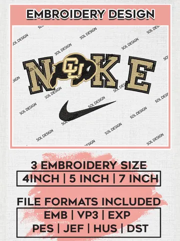 Nike Colorado Buffaloes Machine Embroidery Design, NCAA Colorado Buffaloes Embroidery Design Design files, NCAA Embroidery Designs, NCAA Machine Embroidery Designs, Digital Download $6.99