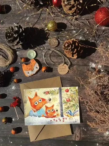 Set of 10 Watercolor Christmas Postcards by Julia Schigal $230.00