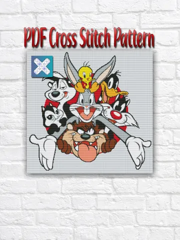 Looney Tunes PDF Cross Stitch Pattern, Cartoon Cross Stitch Chart $5.00