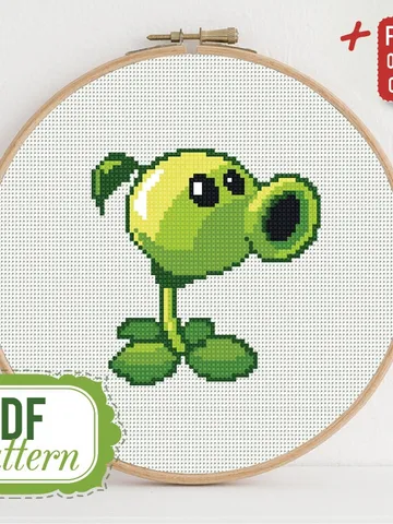 Cross stitch pattern Peashooter Cross stitch pattern Plants vs Zombies PDF Format Instant Download Home decor Modern $6.80