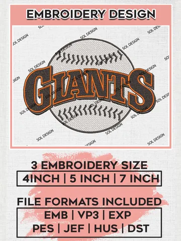 San Francisco Giants Logo Embroidery Design Files, MLB San Francisco Giants Team Embroidery Designs, MLB Teams, 3 sizes, MLB Machine embroidery designs, Digital Download