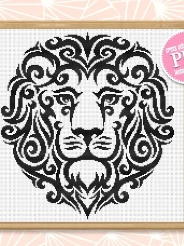 Mandala lion cross stitch pattern PDF download Mandala animal cross stitch chart, Mandala pattern digital PDF, Lion head embroidery #M166 $4.60