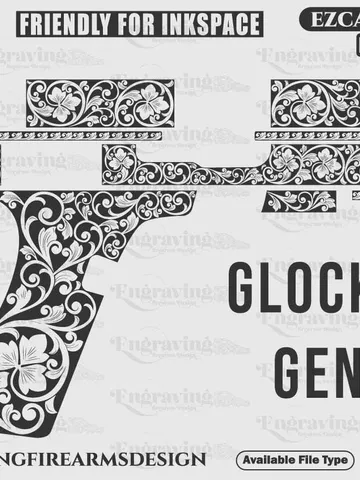 Glock19 Gen4 Scroll Design Svg,lasercut,laserengraving,fiberlaser,engravingfiles,laserpattern,engravingdesign,pattern,metalart $59.99