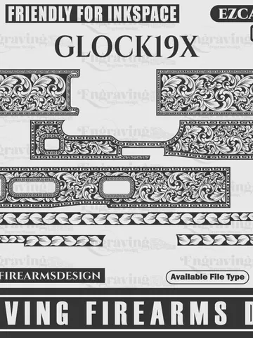 Glock19X Scroll Design,pistol laser engraving,laser cut,san judas,laserengraving,stippling pattern $59.99