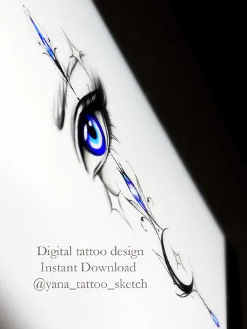 Evil Eye Tattoo Design Protective Turkish Evil Eye Tattoo Idea Stencil Sketch, Instant download PDF, JPG