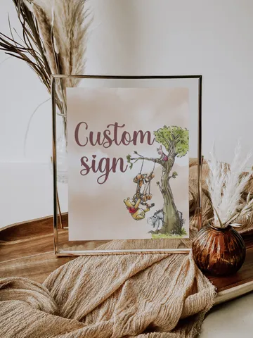 Editable Custom sign Hundred Acre Wood First Birthday party sign; Winnie the Pooh Party; Classic Pooh Party Birthday Download; wp6 $11.62