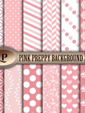 Pink Preppy background Pink and white digital paper 12*12 inch, St. Valentine's background . Instant download $4.06