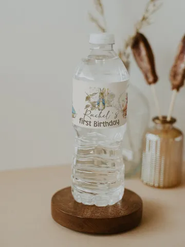 Editable Water Bottle Label Peter Rabbit First Birthday party water bottle label; Peter Rabbit Party Birthday ; pr1 $10.45