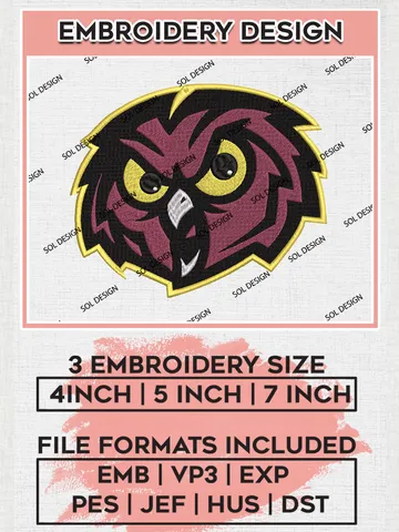 Temple Owls Embroidery Designs, NCAA Logo Embroidery Files, NCAA Temple Owls Logo, NCAA Embroidery Designs, Machine Embroidery Designs, Digital Download $6.99