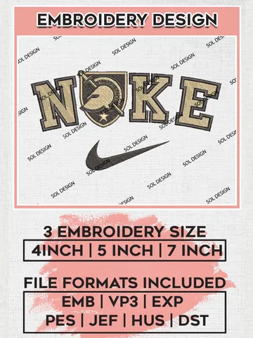 Nike Army Black Knights Machine Embroidery Design, NCAA Army Black Knights Embroidery Design Design files, NCAA Embroidery Designs, NCAA Machine Embroidery Designs, Digital Download $6.99