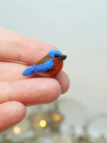 Tiny needle felted bluebird, miniature bird, made to order $20.00