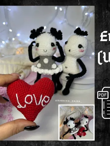 PDF Dolls in Love Crochet Pattern, Amigurumi Couple, Valentine's Day Gift, Crochet Doll Boy and Girl, Heart Pattern, Cute Small Toy PDF $9.80