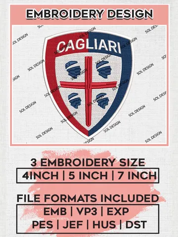 Cagliari Logo Embroidery Design, Serie A Embroidery files, Serie A Cagliari Teams, Football, Digital Download $6.99