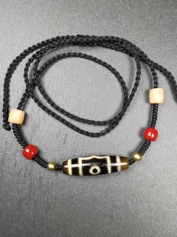 Gandhanra Vintage Tibetan 3 Eyes Dzi Bead Amulet,Protection Jewelry for Good Fortune $269.99